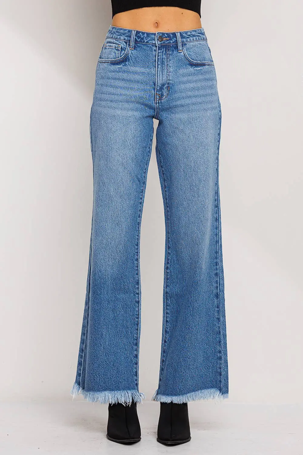 High Rise Wide Leg Jeans - Medium Wash 1