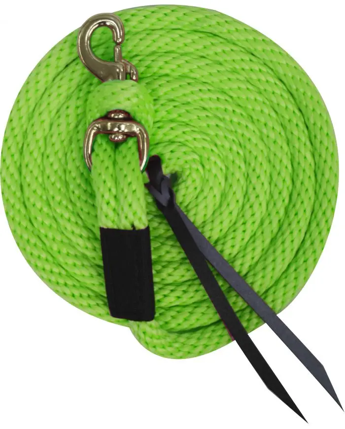 Lime 5/8" X 10' Deluxe Poly Lead With Removable Brass Snap And Leather Ends. 1