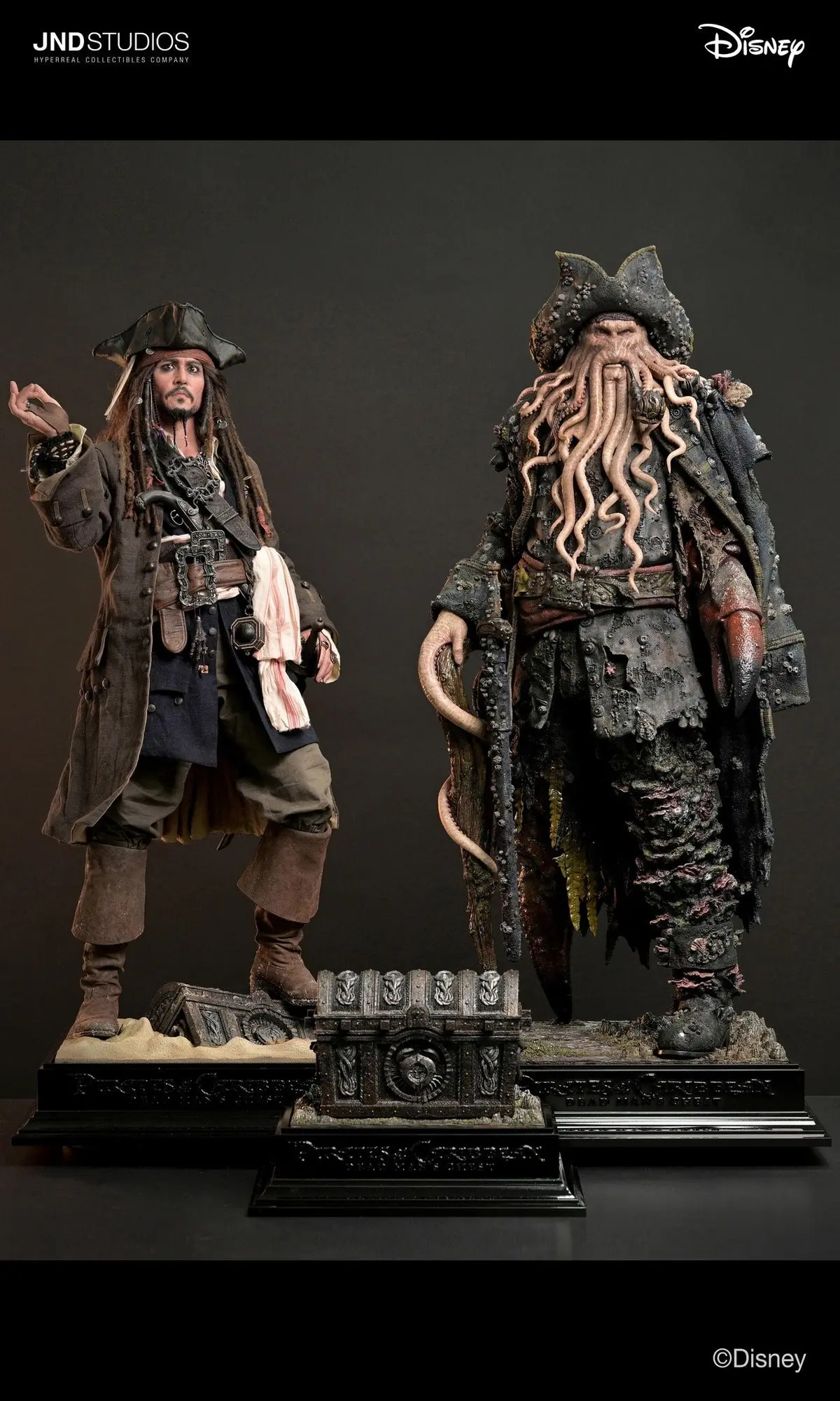 Disney Pirates Of The Caribbean: Jack Sparrow And Davy Jones Dual Hyper Real Statues (Pre-Order) 1
