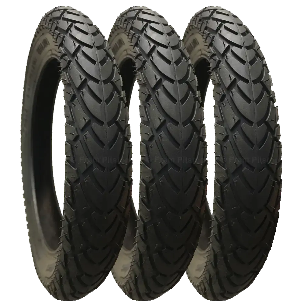3 Pack - 12 1/2 X 1.75 X 2 1/4” Pram Tyres Black (Premium Brand; Mitas) 1