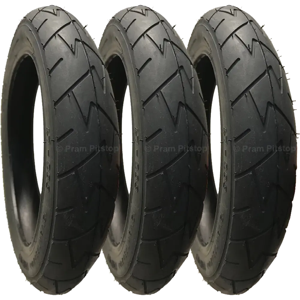 3 Pack - 12 1/2 X 1.75 X 2 1/4” Pram Tyres In Black 1