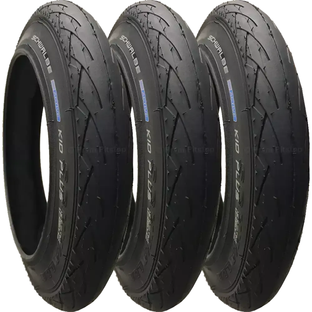 3 Pack - 12 X 1.75” Pram Tyre (Puncture Resistant Layer) Schwalbe 'Kid Plus' Premium Quality 1