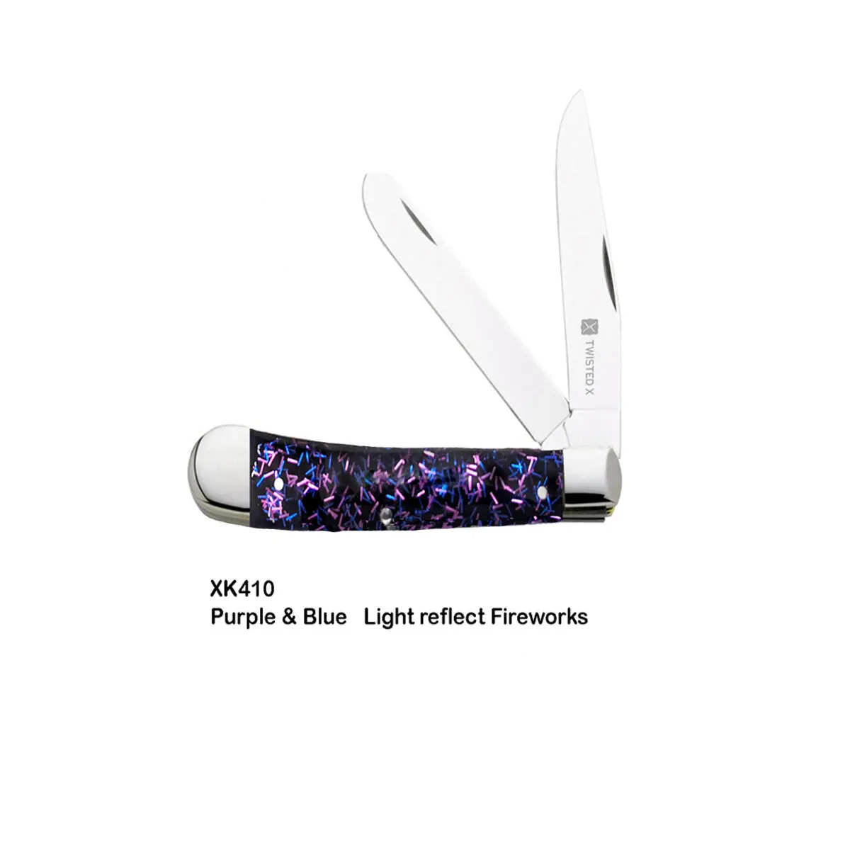 Twisted X  Knifes- 4 1/4" Folding Knife Stainless Blade Purple Fireworks 1