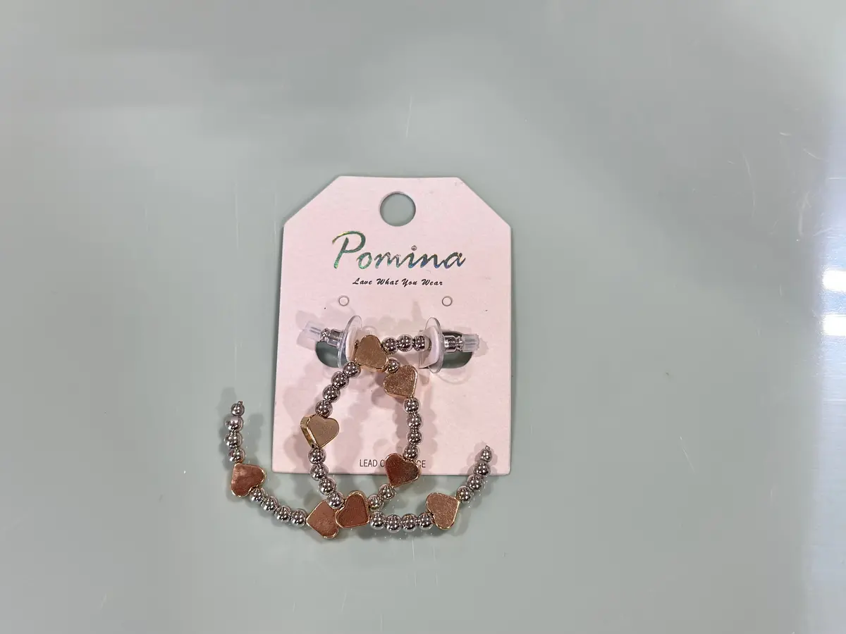 Heart Bead Hoop Earrings 1