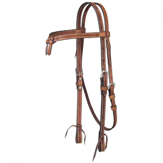 Tough-1 Leather Futurity Brow Headstall W/ Barbed Wire Detail 1