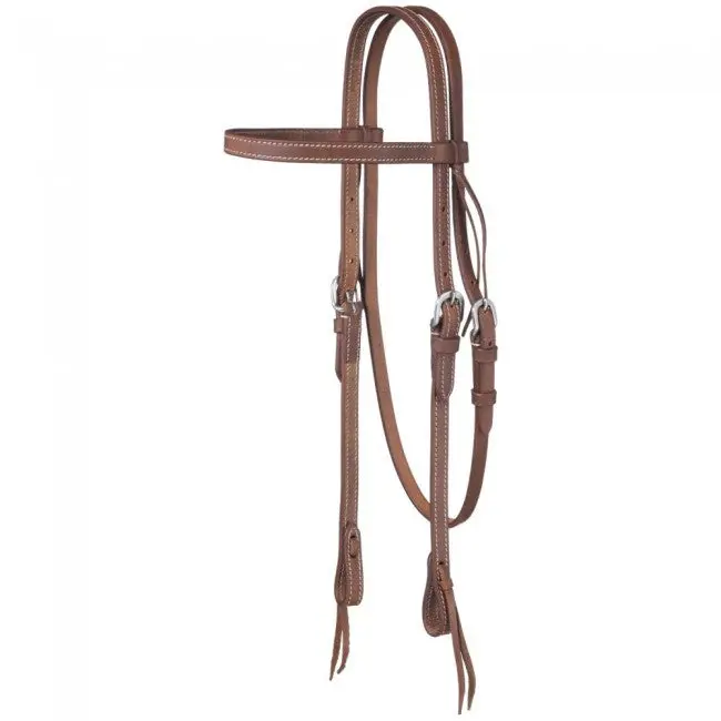 Royal King Double Stitched Harness Leather Browband Headstall 1