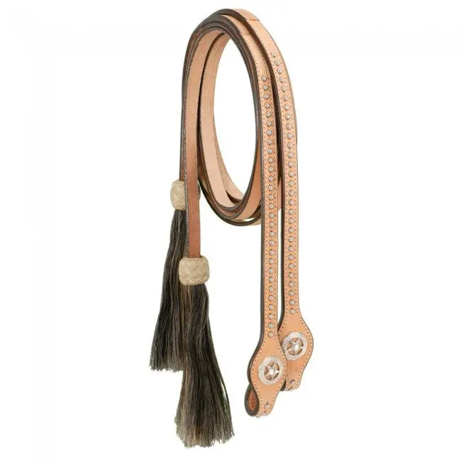 Split Reins W/Silver Dots, Star Conchos & Horsehair Tassels 1