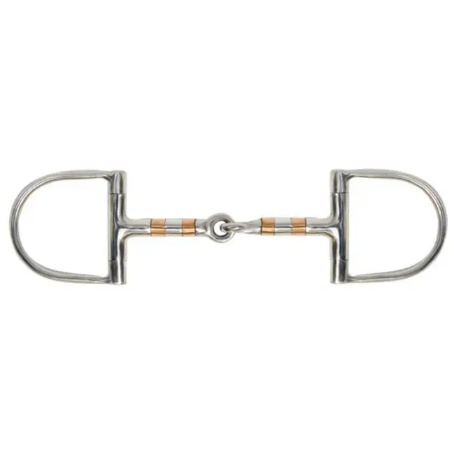 Showman Stainless Steel Racing D-Ring Style Bit With 3" D Cheeks. Stainless Steel/Copper 5" Broken Mouth Piece. 1