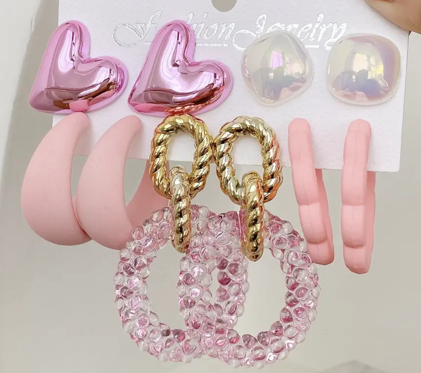 Exquisite Small Square-Shaped, Trendy, Colorful, Love Heart Design Stud Earrings 1