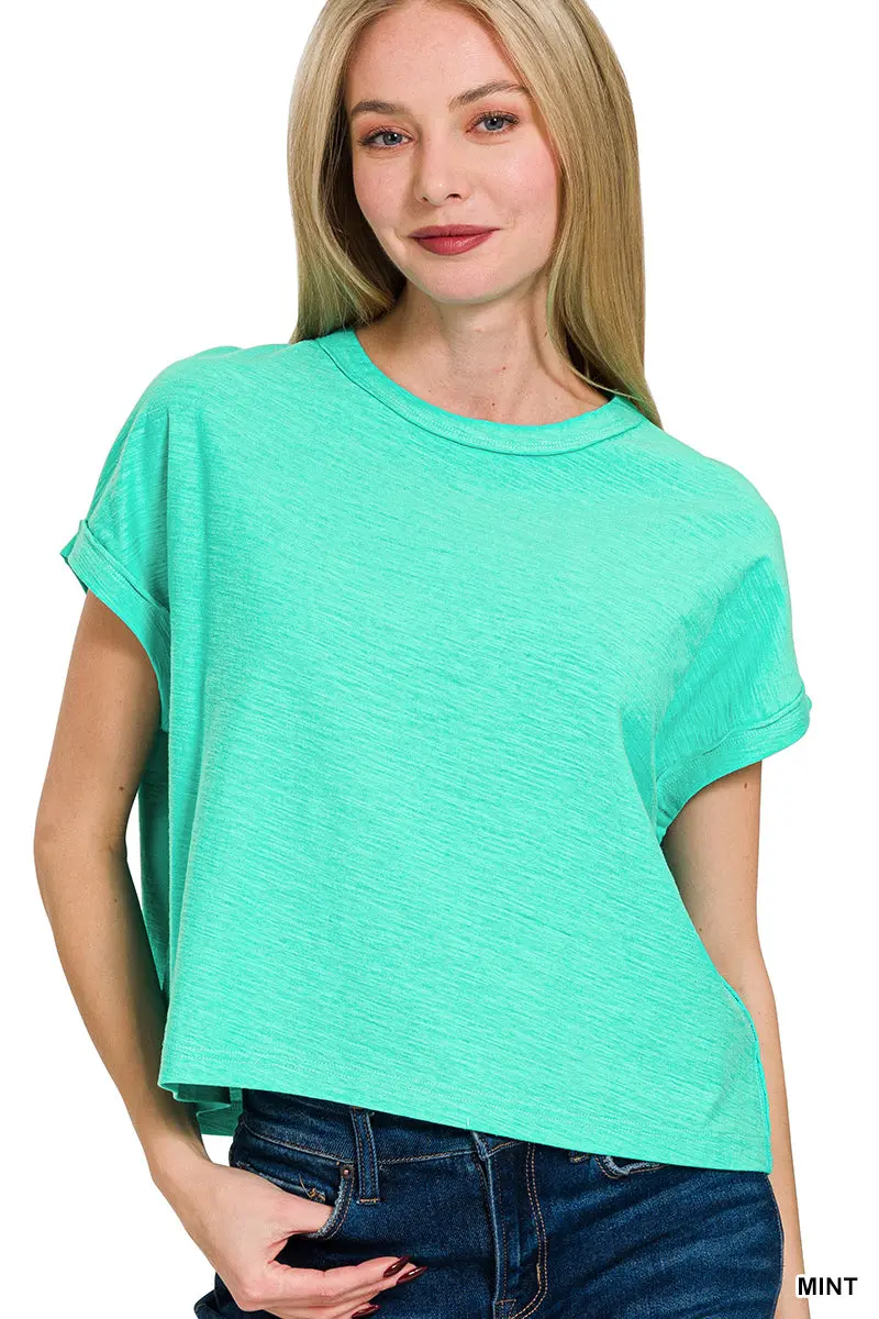 Cotton Slub Round Neck Short Sleeve Tee 1