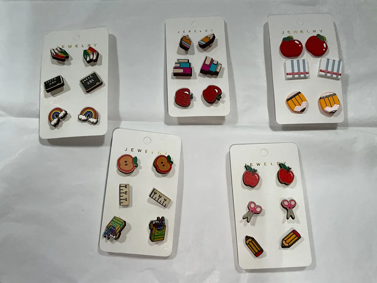3 Pair School Assorted Earrings 1