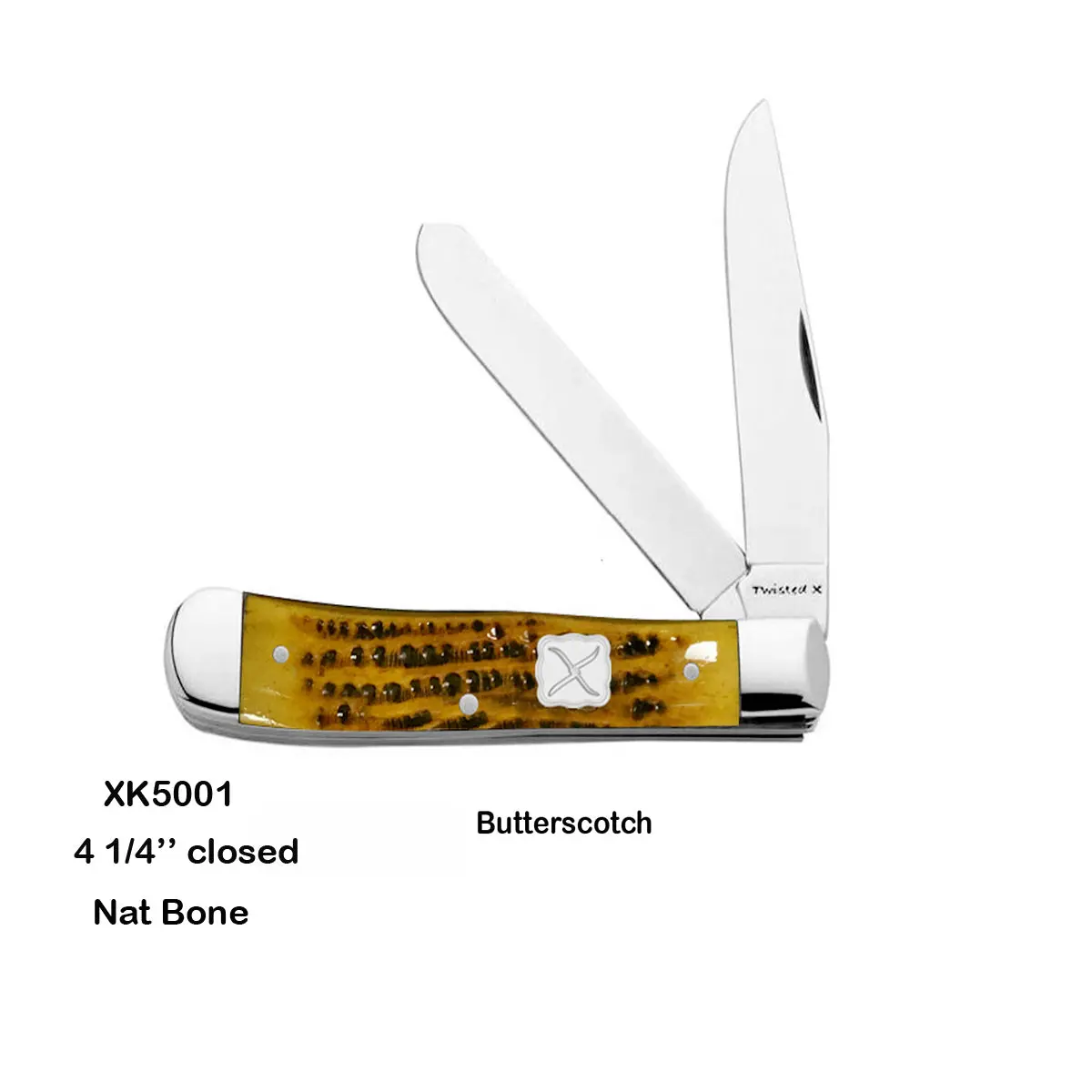 Twisted X  Knifes- 4 1/4" Closed Butterscotch Trapper 1