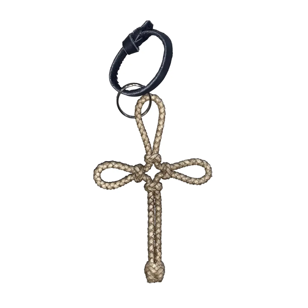Raw Hide Crucifix Keychain 1