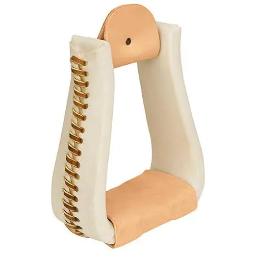 Rawhide Leather Covered Stirrups, Roper 1