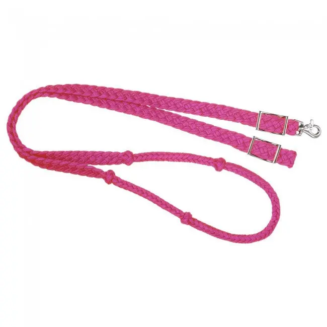 Tough1 Braided Cord Roping Reins - Pink 1