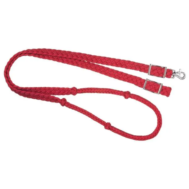 Tough1 Deluxe Knotted Cord Roping Reins - Red 1