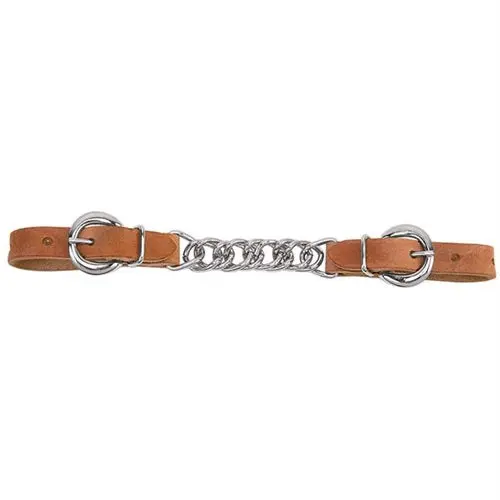 Harness Leather 3-1/2" Double Flat Link Chain Curb Strap 1