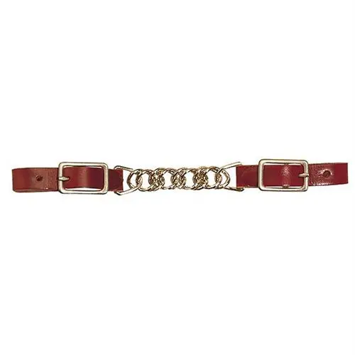 Latigo Leather 3-1/2" Single Flat Link Chain Curb Strap 1