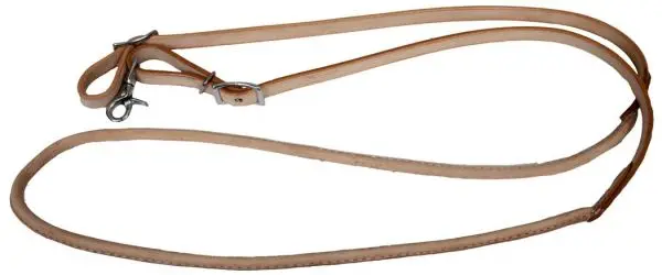 5647 -  5/8" X 7' One Piece Leather Rolled Middle Roping Rein With Conway Buckles. 1