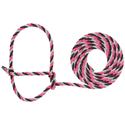 Cattle Rope Halter - Pink/Black/Gray 1