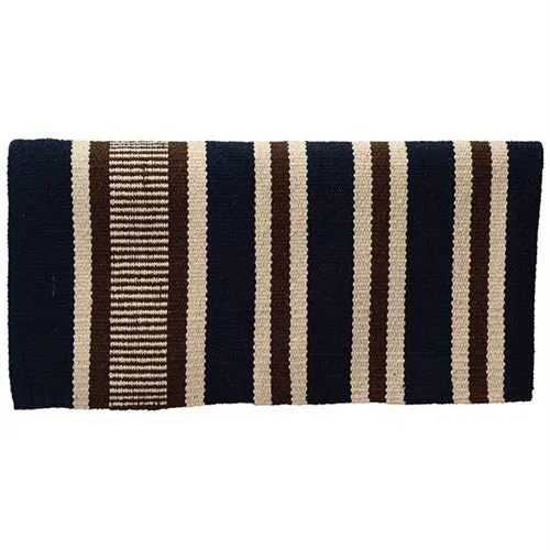 Double Weave Saddle Blanket Blue/Brown/White 1