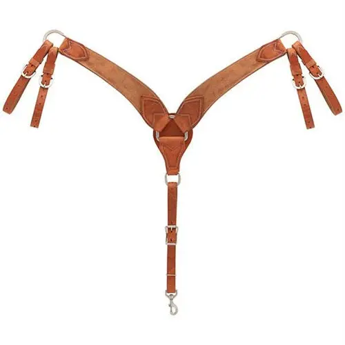 Rough Out Russet Harness Leather Roper Breast Collar 1