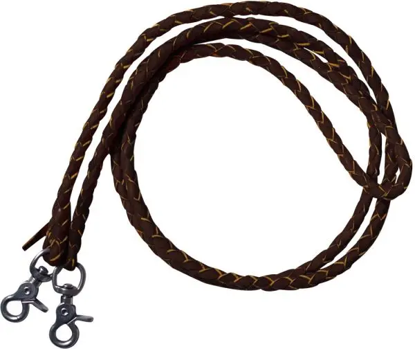 5835 - Leather Braided Roping Reins/Dark Brown Oil 1