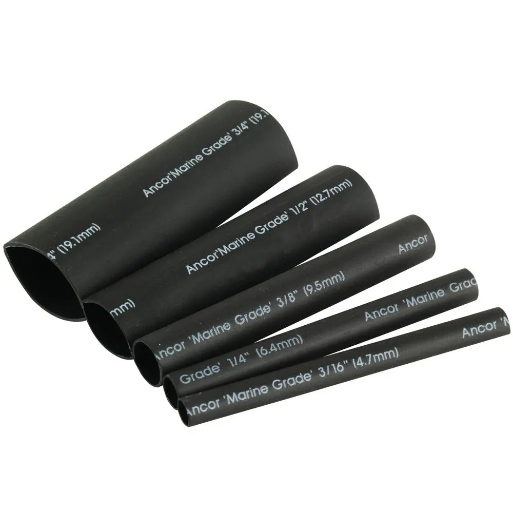 Ancor Adhesive Lined Heat Shrink Tubing Kit - 8-Pack, 3", 20 To 2/0 Awg, Black [301503] 1