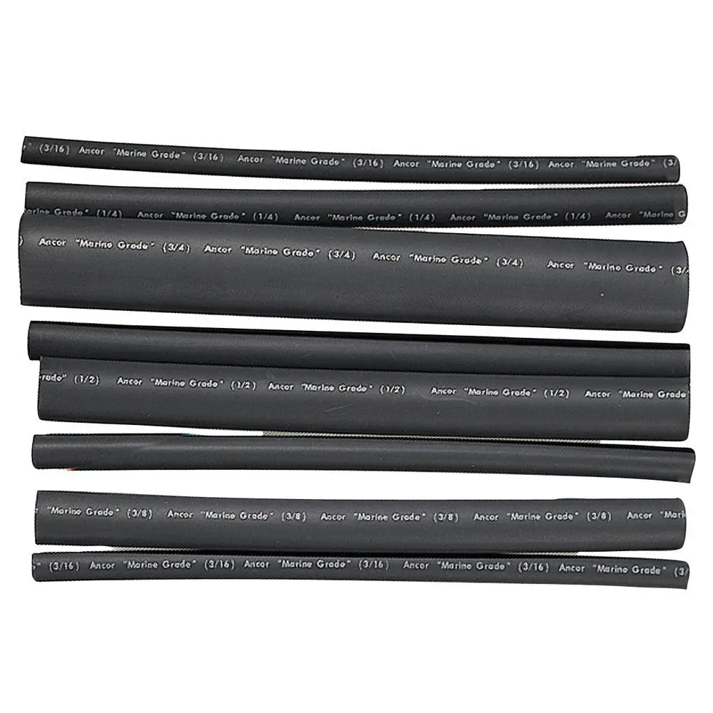 Ancor Adhesive Lined Heat Shrink Tubing - Assorted 8-Pack, 6", 20-2/0 Awg, Black [301506] 1
