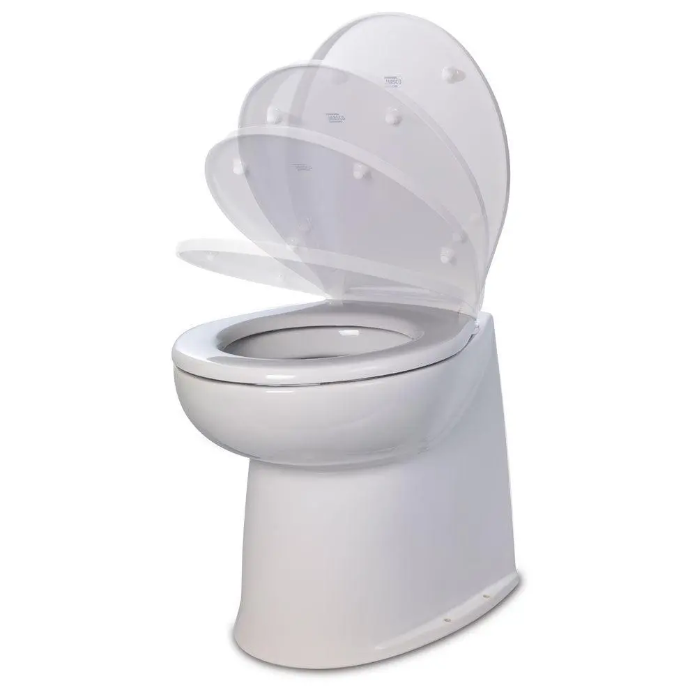Jabsco 17" Deluxe Flush Raw Water Electric Toilet W/Soft Close Lid - 12V [58240-3012] 1