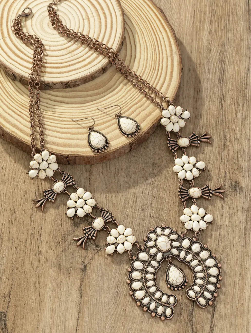 Vintage Zinc Alloy Stone Decor Jewelry Set 1