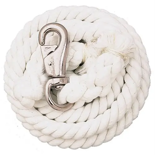 White Cotton Lead Rope With Solid Brass Bull Snap 1