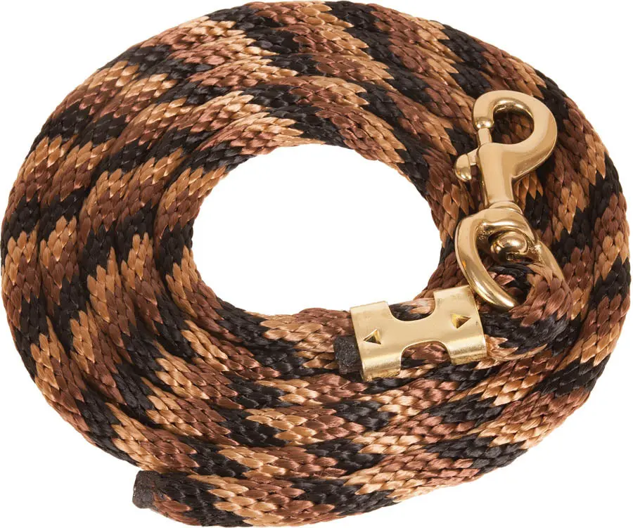 Poly Lead Rope 5/8"X 8 Bolt Snap - Black/Tan/Brown 1