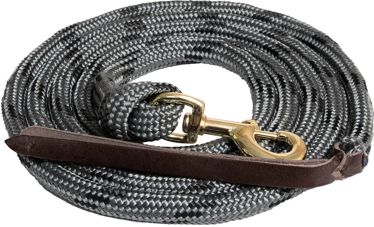 Poly Cowboy Lead Rope 5/8" X 9 Bolt Snap - Grey/Black 1