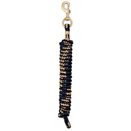 Poly Lead Rope With A Solid Brass 225 Snap - Black/Tan/Navy 1