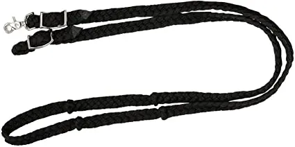 Tough1 Deluxe Knotted Cord Roping Reins - Black 1