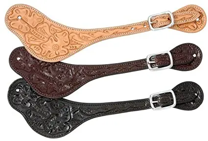 Royal King Floral Stamp Spur Strap - Dark Oil 1