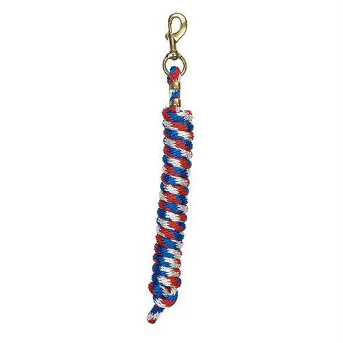 Poly Lead Rope With A Solid Brass 225 Snap - Blue/Red/White 1