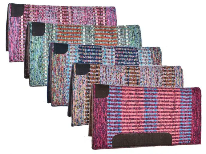 32" X 32" Navajo Felt Bottom Saddle Pad With Suede Wear Leathers. 1