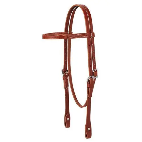 5/8 Skirting Leather Browband Headstall - Golden Brown 1