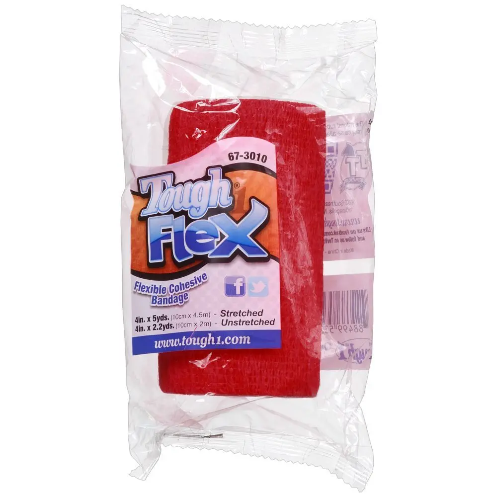 Tough Flex Vetrap -  Flexible Cohesive Bandage -  Red (1 Bandage) 1