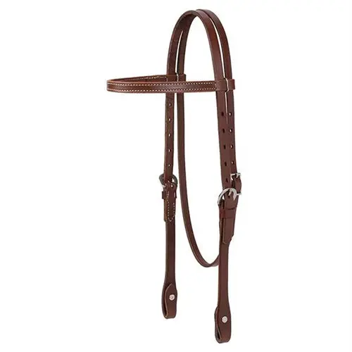 5/8 Skirting Leather Browband Headstall - Brown 1