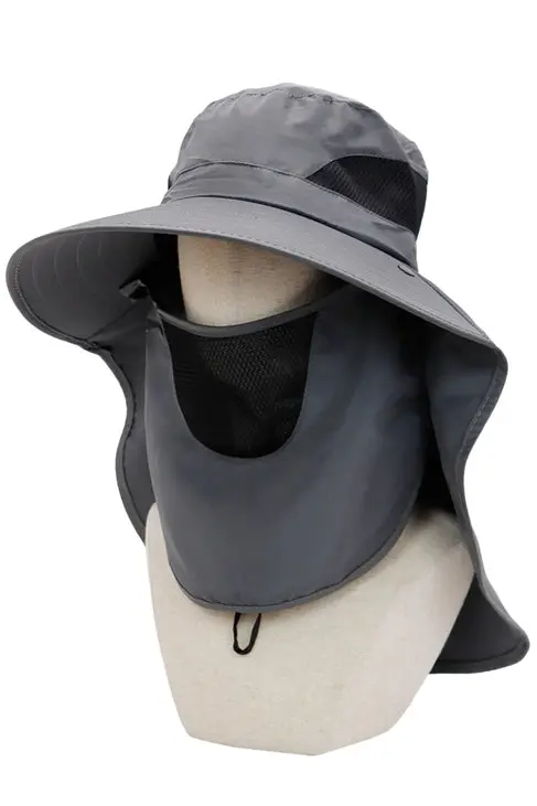 Dark Neutral Wide Brim Poly Fabric Mesh Sun Visor/Dark Gray 1