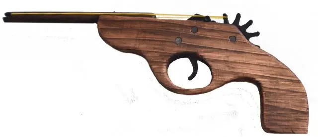 Wooden Toy Gun With Rubber Band 1