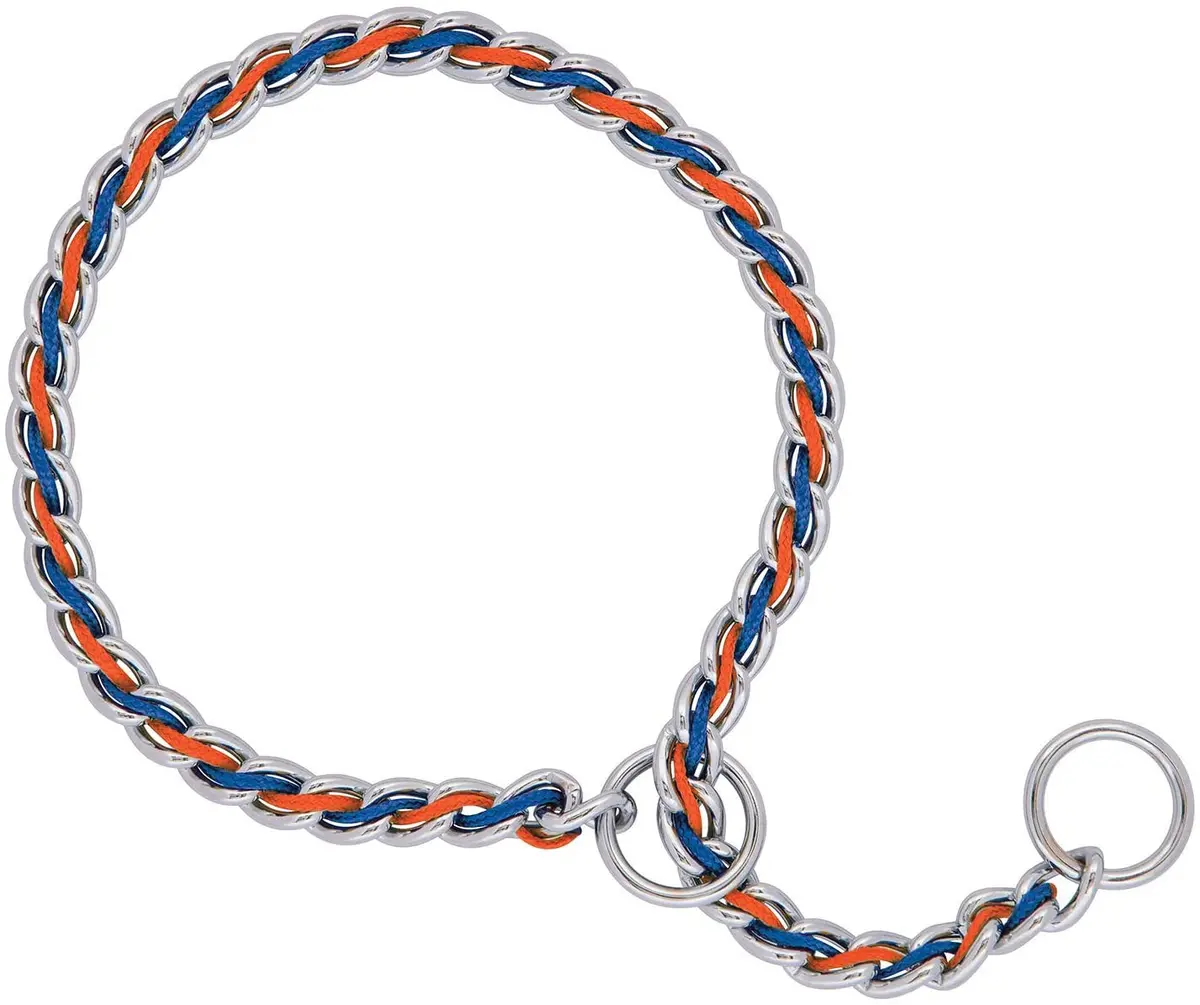 Blue/Orange 20'' Laced Chain Slip Collar, 3.5 Mm 1