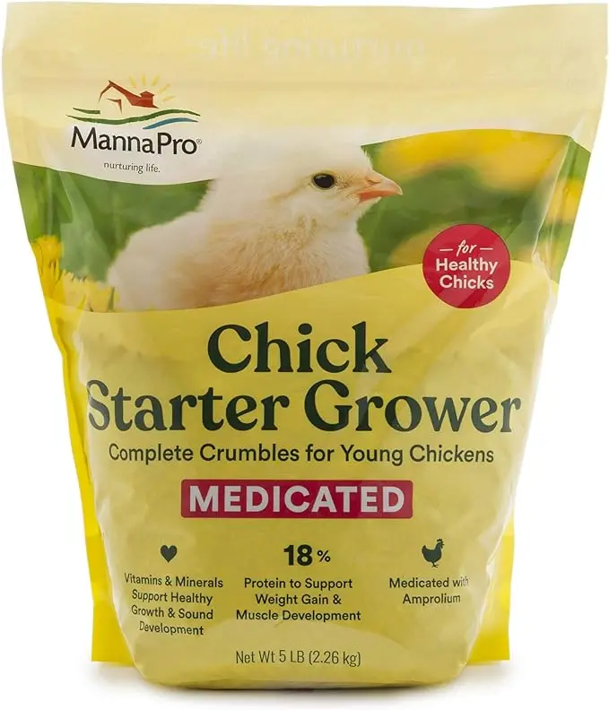 Manna Pro Chick Starter Grower - Medicated Chick Feed Crumble For Young Chickens - 5 Lbs 1