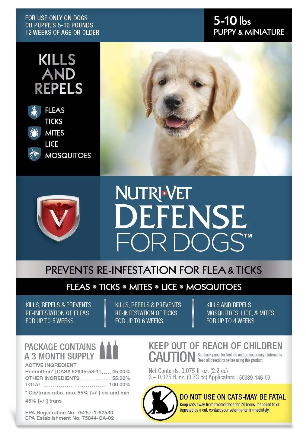 Nutri-Vet Defense For Dogs Flea & Ticks Puppy & Miniature - 5-10Lbs 1
