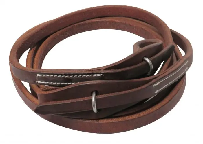 72004 - 8Ft Oiled Harness Leather Quick Change Roping Reins. 1