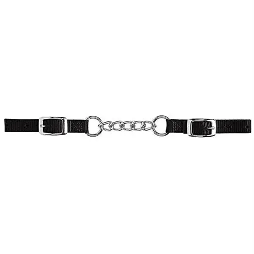 Heavy-Duty Nylon Curb Strap With 4-1/2" Single Link Chain - Black 1