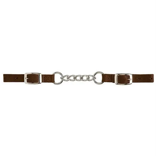 Heavy-Duty Nylon Curb Strap With 4-1/2" Single Link Chain -Brown 1